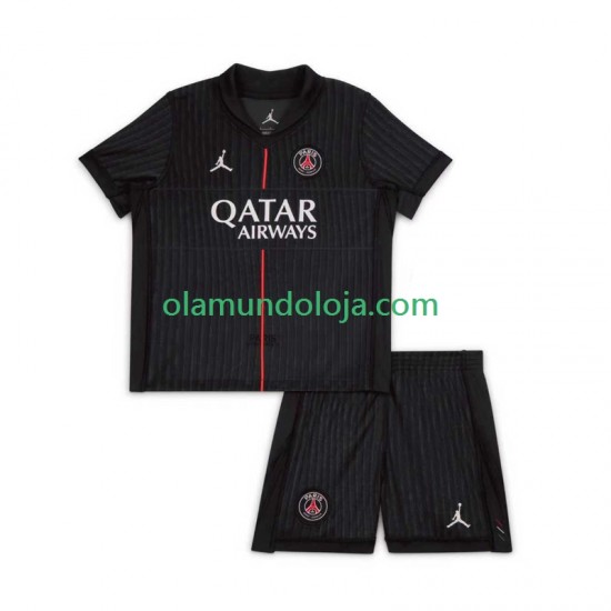 Camisola Paris Saint-Germain Criança Equipamento Quarto 2025-2026 Manga Curta